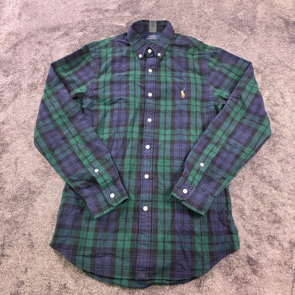 Polo Ralph Lauren Blackwatch Tartan Plaid Oxford Shirt Mens Small Long Sleeve